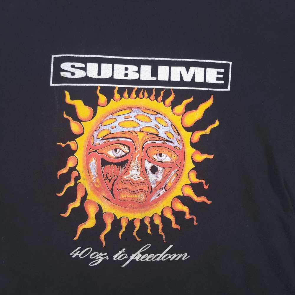 Sublime T Shirt XL Black 40 Oz To Freedom Alstyle Heavyweight Tee Distressed